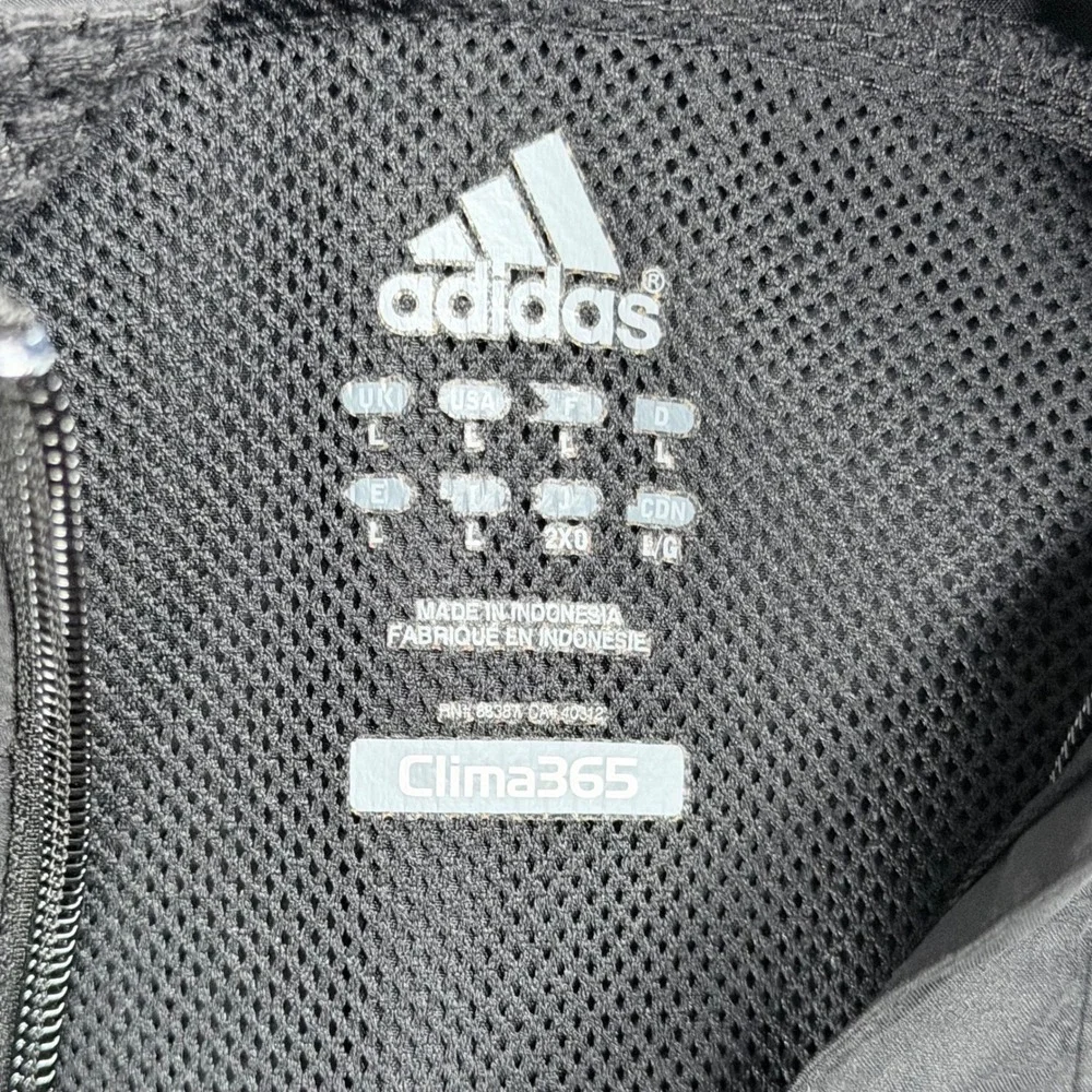 Adidas Response Windbreaker Jacket Mens Large Black Climaproof 3-Stripe Full Zip